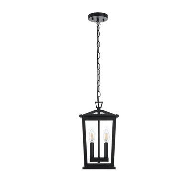 Berks 2 Light Outdoor Pendant 14.5 Inch Tall and 6 Inch Wide by Elegant - OD333H15BK