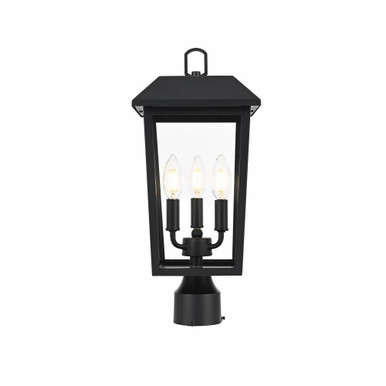 Riggs 3 Light Outdoor Post Mount 18 Inch Tall and 8 Inch Wide by Elegant - OD502P18BK