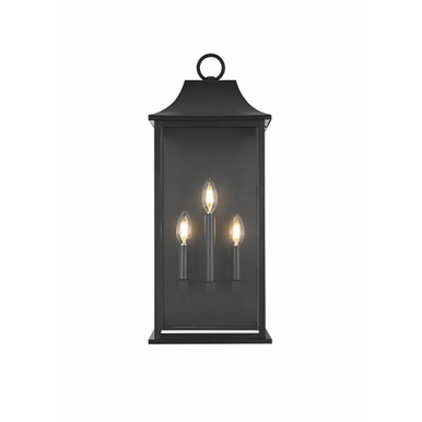 Shepard 3 Light Outdoor Wall Sconce 25 Inch Tall X 10 Inch Wide by Elegant - OD503W25BK