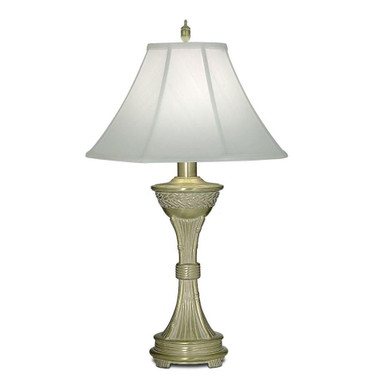 32 Inch High Satin Brass White Antique Urn Table Lamp by Stiffel - TL-A844-SBW