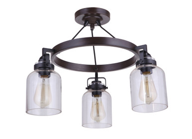 Foxwood 3 Light 21.75 Inch Wide Semi Flush Mount by Craftmade - 53653