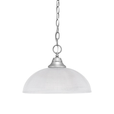 1 Light Ribbed Glasss Medium Chain Hung Pendant 10 Inch Tall by Toltec - 10-54