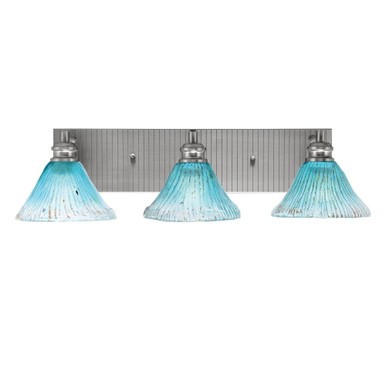 Edge 3 Light Teal Crystal Glass Vanity Light by Toltec - 1163-ES-458