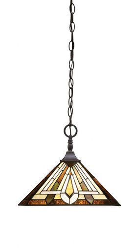 1 Light Medium Chain Hung Pendant 11.5 Inch Tall by Toltec - 12-BRZ-959