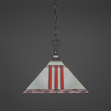Any 1 Light Metal Leaf Art Glass Medium Pendant by Toltec - 12-14-1225-