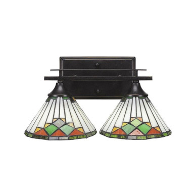 Uptowne 2 Light Art Glass Vanity Light 14.5 Inch Length by Toltec - 132--75-145