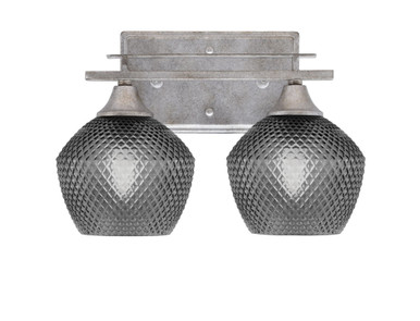 Uptowne 2 Light Textured Glass Vanity Light 9 Inch Tall by Toltec - 132-DG-4622
