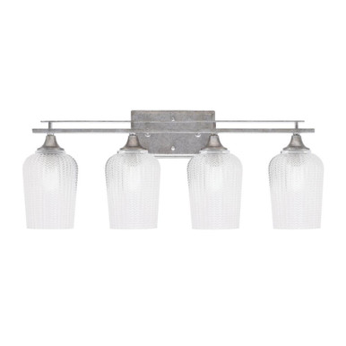 Uptowne 4 Light Textured Glass Vanity Light 27.5 Inch Length by Toltec - 134-AS-4250