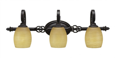 Elegante 3 Light Down Glass Vanity Light by Toltec - 163-825-105-3025