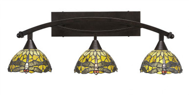 Bow 3 Light Amber Glass Vanity Light 29.25 Inch Length by Toltec - 173--105-2925