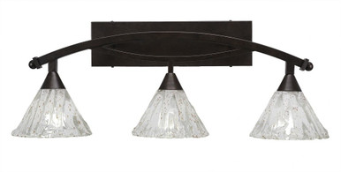 Bow 3 Light Ice Glass Vanity Light 29 Inch Length by Toltec - 173-10-1075-29