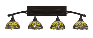 Bow 4 Light Amber Glass Vanity Light 39.75 Inch by Length Toltec - 174--1125-3975