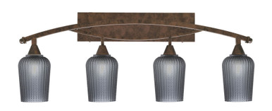 Bow 4 Light Textured Glass Vanity Light 37.25 Inch Length by Toltec - 174-145-42