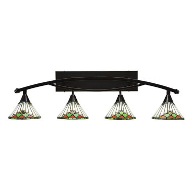 Bow 4 Light Art Glass Vanity Light 40 Inch Length by Toltec - 174--1125-40