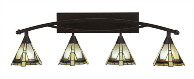 Bow 4 Light Art Glass Vanity Light 12.5 Inch Tall by Toltec - 174--125-3975