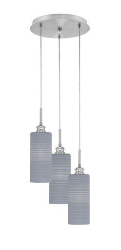 Array 3 Light Steel Small Pendant 15.75 Inch Tall by Toltec - 1818-BN-10.5-15.75