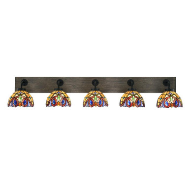 Oxbridge 5 Light Art Glass Vanity Light 48 Inch Length by Toltec - 1775-MBWG-9445
