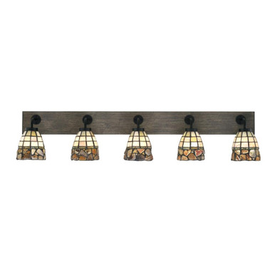 Oxbridge 5 Light Art Glass Vanity Light 46.5 Inch Length by Toltec - 1775-MBWG-9735