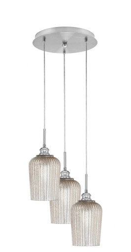 Array 3 Light Medium Pendant 13.5 Inch Tall by Toltec - 1818-BN-11-13.5