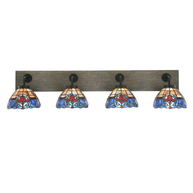 Oxbridge 4 Light Art Glass Vanity Light 37.5 Inch Length by Toltec - 1774-MBDW-9355