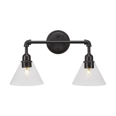 Vintage 2 Light Steel Vanity Light 20 Inch Length by Toltec - 182-DG-302