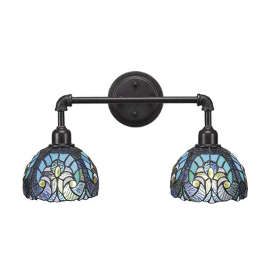 Vintage 2 Light Art Glass Vanity Light 20 Inch Length by Toltec - 182-DG-9945