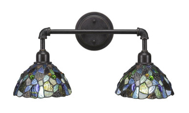 Vintage 2 Light Art Glass Vanity Light 20.25 Inch Length by Toltec - 182-DG-9955
