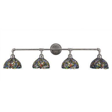 Vintage 4 Light Art Glass Vanity Light 43.25 Inch Wide by Toltec - 184-4325-105-