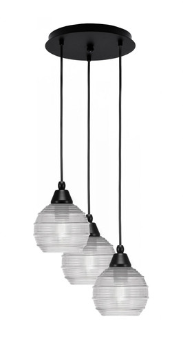 Array 3 Light Ribbed Glass Medium Pendant 12 Inch Wide by Toltec - 1818-MB-12-9