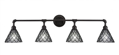 Vintage 4 Light Art Glass Vanity Light 42.75 Inch Wide by Toltec - 184-4275-1075-