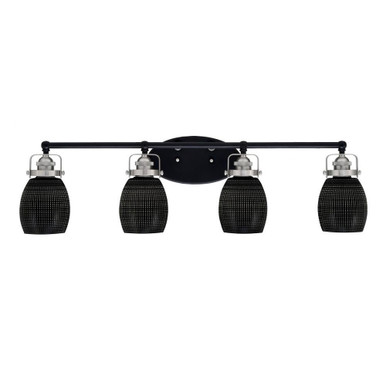 Easton 4 Light Black Matrix Glass Vanity Light by Toltec - 1934-MBBN-4029