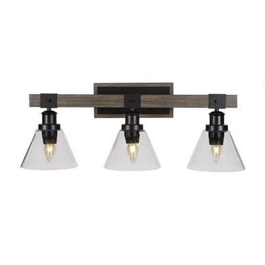 Tacoma 3 Light Down Glass Vanity Light 27.25 Inch Length by Toltec - 1843--975-2725