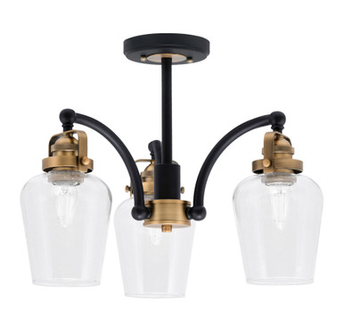 Easton 3 Light 15.25 Inch Wide Semi Flush Mount by Toltec - 1947-MBBN-210