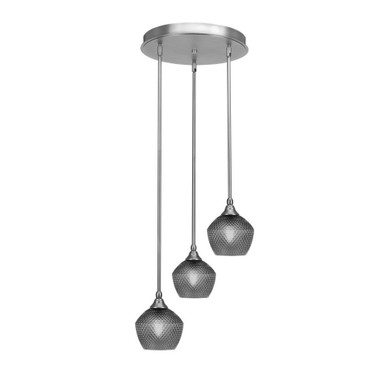 Empire 3 Light Stem Hung Steel Medium Pendant by Toltec - 2143-BN-4622