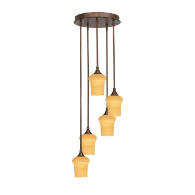 Empire 5 Light Stem Hung Medium Pendant 14.75 Inch Wide by Toltec - 2145-BN-681