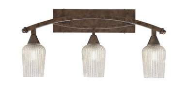 Bow 3 Light Textured Glass Vanity Light 26.5 Inch Length by Toltec - 207-173-135-42