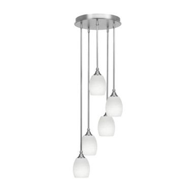 Empire 5 Light Stem Hung Steel Medium Pendant 11.25 Inch Tall by Toltec - 2145-BN-615