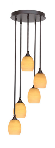 Empire 5 Light Stem Hung Steel Medium Pendant 11.25 Inch Tall by Toltec - 2145-BN-615