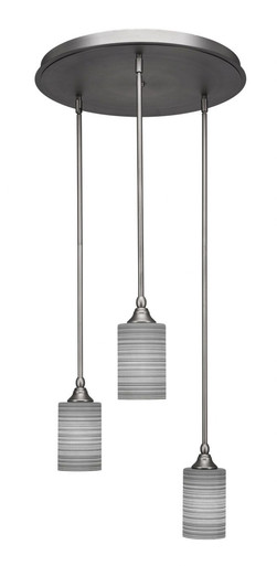 Empire 3 Light Steel Large Pendant 18 Inch Wide by Toltec - 2183-18-1125-
