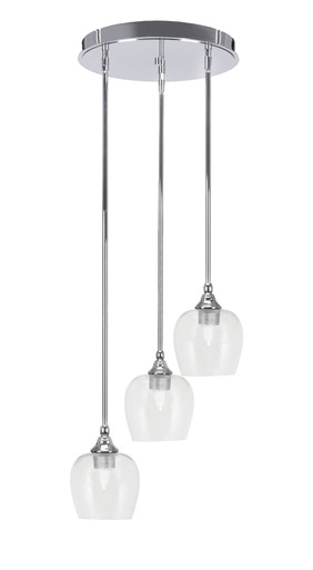 Empire 3 Light Steel Medium Pendant 15 Inch Wide by Toltec - 2143-15-1125