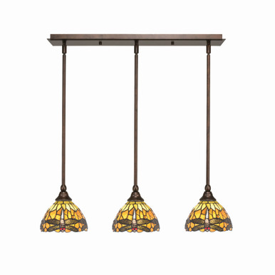 Any 3 Light Pendant 27.25 Inch Length by Toltec - 25-BRZ-9465