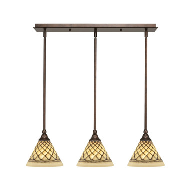 Any 3 Light Steel Pendant 27 Inch Length by Toltec - 25-BRZ-7185