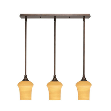 Any 3 Light Pendant 25.5 Inch Length by Toltec - 25-BRZ-680