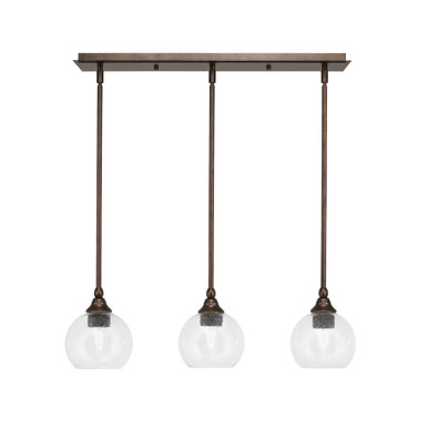 3 Light Stem Hung Linear Pendant 7.25 x 25.75 Inch by Toltec 25-BRZ-4100 - 25-BRZ-4100