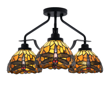 Odyssey 3 Light 17.75 Inch Wide Steel Semi Flush Mount by Toltec - 2607-MB-9115
