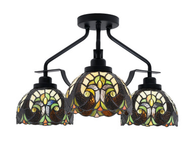 Odyssey 3 Light 17.25 Inch Wide Semi Flush Mount by Toltec - 2607-MB-9105