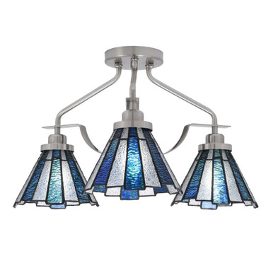 Odyssey 3 Light 17.5 Inch Wide Steel Semi Flush Mount by Toltec - 2607-MB-9325