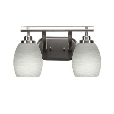 Odyssey 2 Light Linen Glass Vanity Light 15.25 Inch Length by Toltec - 2612-BN-615