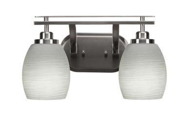 Odyssey 2 Light Linen Glass Vanity Light 15.25 Inch Length by Toltec - 2612-BN-615