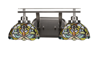 Odyssey 2 Light Art Glass Vanity Light 18 Inch Length by Toltec - 2612-BN-9905